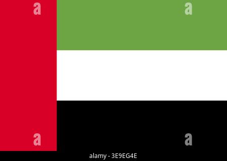 Die Flagge der Vereinigten Arabischen Emirate eignet sich ideal für Branding in Bildungs- und Kreativdesign-Anwendungen Stock Vektor