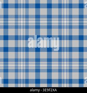 Kilt Textilmuster Tartan, Isolation Check Vektor Textur. Weihnachtskarte Karo Hintergrund Stoff nahtlos in Silber und Cyan Farbpalette. Stock Vektor