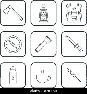 Wandern Symbol Set Design Vektor Vorlagen einfaches und modernes Konzept Stock Vektor