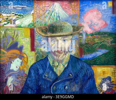 Porträt von Pere Tanguy, Detail, Vincent van Gogh, Öl auf Leinwand, 1887, Rodin Museum, Paris, Frankreich, Europa Stockfoto