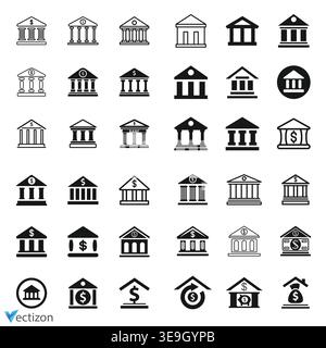 Bank-Symbolsatz, Vektor-Geschäftssymbol Stock Vektor