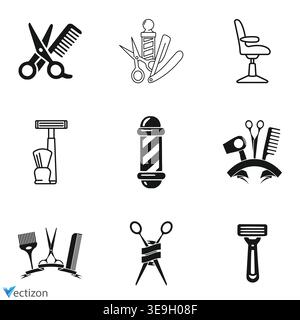 Friseur Shop Icons Vektor Illustration Stock Vektor