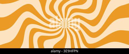 Bunte Sonnenstrahlen platzen. Psychedelische Spirale und Wirbel. Grooviger welliger Hintergrund. Vintage Sommer Vektor Stock Vektor