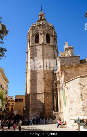 El Micalet in Plaza de la Reina, Stadtzentrum von Valencia, Ciutat Vella, Valencia Community, Spanien Stockfoto
