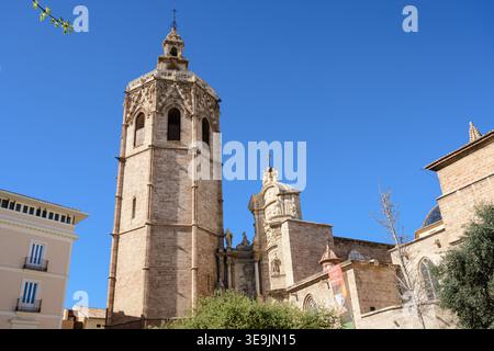 El Micalet in Plaza de la Reina, Stadtzentrum von Valencia, Ciutat Vella, Valencia Community, Spanien Stockfoto