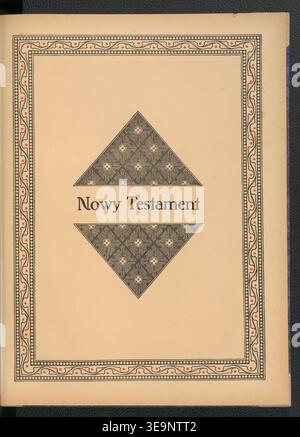Pismo święte W obrazach (1931) war eine illustrierte polnische Bibel, die Ereignisse des Alten und Neuen Testaments erzählt und in Poznań mit Illustrationen von Józef Kos (1870–1938) herausgegeben wurde. Das Archivbild dokumentiert eine gedruckte Seite aus diesem Werk als historischen Fotodruck. Stockfoto