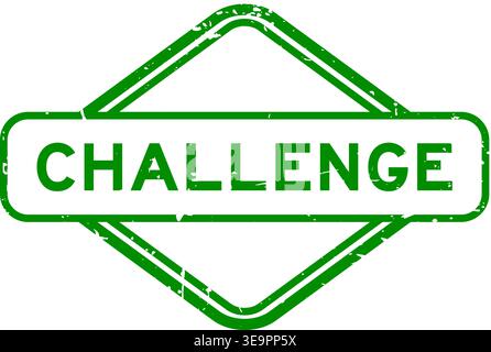 Grunge Green Challenge Wort Gummisiegelstempel auf weißem Hintergrund Stock Vektor