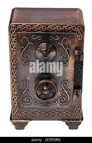 Alte alte Bankgewölbe oder Tresor, um Geld und Vermögen mit geschlossener Tür aufzubewahren Stockfoto