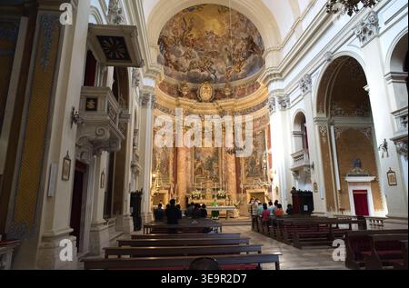 Altstadt von Dubrovnik, UNESCO-Weltkulturerbe. Kirche des Heiligen Ignatius (Barock, 17.-18. Jahrhundert). Komitat Dubrovnik-Neretva, Dalmatien, Kroatien. Stockfoto