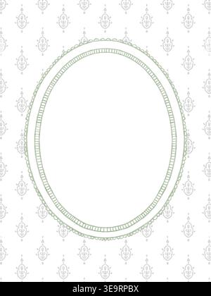 Handgemaltes Vintage-Aquarellmuster mit ovalem Rahmen und zeitlosem Blumenmuster. Dieser elegante Rahmen besticht durch komplizierte Details und klassische Ornamente Stockfoto