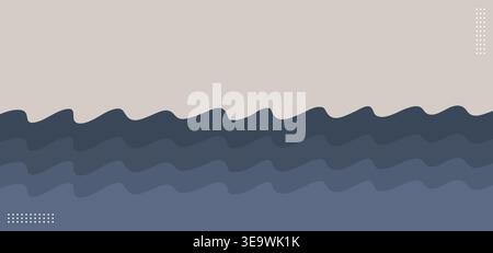Meereswellen in minimalen Schichten in Blau und Beige Stock Vektor