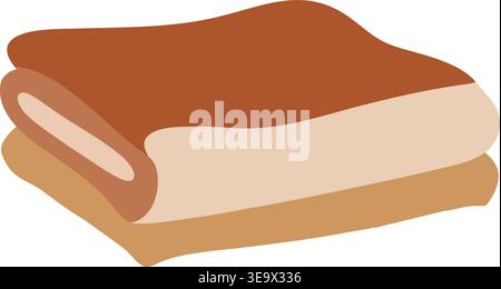 Einfache Illustration einer gefalteten braunen Decke mit weichen Lagenkanten und einer glatten, gestapelten Form. Stock Vektor