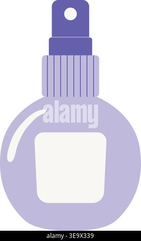 Einfache Illustration einer violetten Parfüm-Sprühflasche mit abgerundetem Körper und Pumpdeckel. Stock Vektor