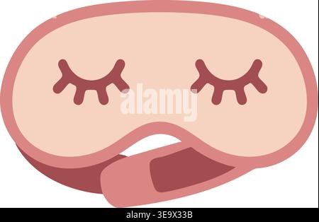 Niedliche Illustration einer pinkfarbenen Schlafaugenmaske mit geschlossenen Wimpern und einer kleinen Zunge, die verspielt herausragt. Stock Vektor