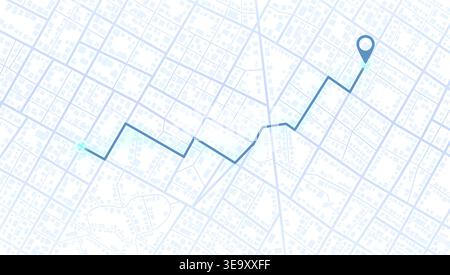 Online-Standortverfolgung auf dem Stadtplan. Location Tracker-Armaturenbrett mit Platzierungsmarkierung. Riesige Stadtkarte mit Straßen als Hintergrund. Vektorabbildung Stock Vektor