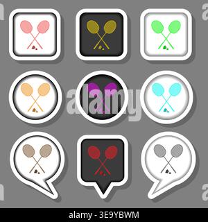 Illustration zu Themensätzen Symbole für Spiel Badminton, Logo Spiel Badminton bestehend aus flachem Design mit Elementen Mobile Web Apps, Kollektion Modern i Stock Vektor