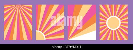 Alte Hippie-Hintergründe. Poster mit Retro-Streifen in Sunburst Stock Vektor