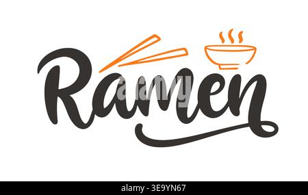 Ramen-Hand beschriftet asiatische Lebensmittel-Vektor-Kalligraphie Stock Vektor