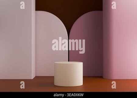Brauner minimalistischer Bogen und Podium für Produktfotografie Stockfoto