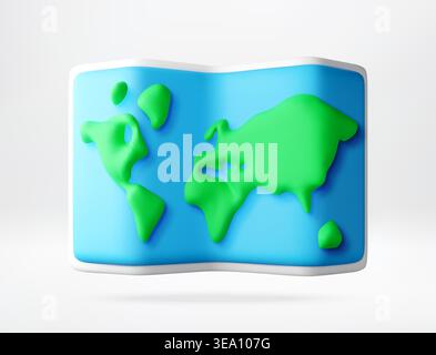 Gefaltete Weltkarte als 3D-Symbol. Stock Vektor