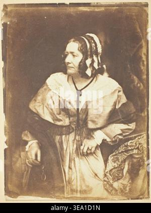 Mrs. Anna Brownell Jameson von David Octavius Hill und Robert Adamson, 1844, Schriftsteller und Kunsthistoriker in kontemplativer Pose, mit einem Kleid aus der Zeit mit weißem Kragen und dekorativem Kopftuch Stockfoto