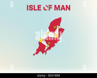 Hochwertige Flaggenkarte der Isle of man mit authentischen Nationalfarben und ikonischem Flaggendesign, perfekt für geografische Bildung Stock Vektor