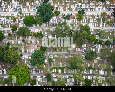 Luftaufnahme des St. Michael the Archangel Cemetery and Chapel, Historic Catholic Cemetery in Macau Historic Centre, Macao, China Stockfoto