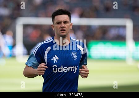 Los Angeles, Kalifornien, 19. April 2026. Preston Judd (19) fährt nach einem MLS-Spiel zwischen den San Jose Earthakes und dem Los Angeles Football Club im BMO Stadium in Los Angeles, Kalifornien, zum Tunnel Stockfoto