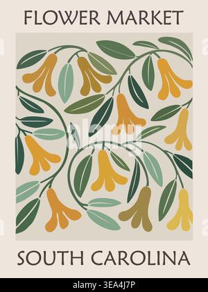 Blumenmarkt-Poster mit Jessamine South Carolina Stock Vektor