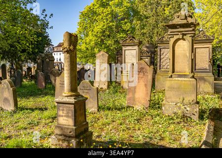 Jüdischer Friedhof Heiliger Sand in Worms, Rheinland-Pfalz, Deutschland | der jüdische Friedhof in Worms oder Heiliger Sand in Worms, Rheinland-Pfalz Stockfoto