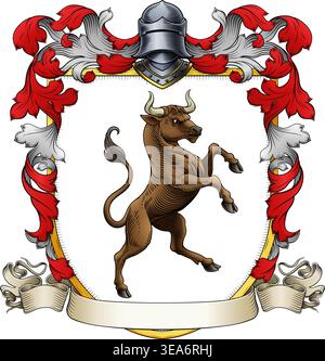 Bull Heraldik Wappen Wappen Wappenschild Stock Vektor