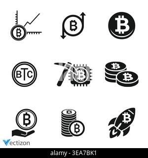 Bitcoin Symbol Zeichen Zahlungssymbol. Kryptowährung-Logo. Stock Vektor