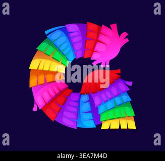 Cartoon Pinata Schriftart Buchstabe G, mexikanischer Charakter Stock Vektor