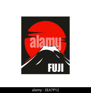 Japanisches Symbol des Fuji-Berges mit roter Sonne Stock Vektor