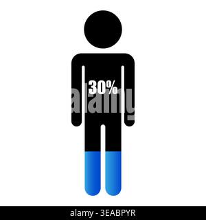 Visualisierung von Personendaten. 30 Prozent. Silhouette des menschlichen Vektors. Symbol für Wachstumsfortschritt. Nur manueller Vektor. Kein autotrace verwendet. EPS 10. Stock Vektor