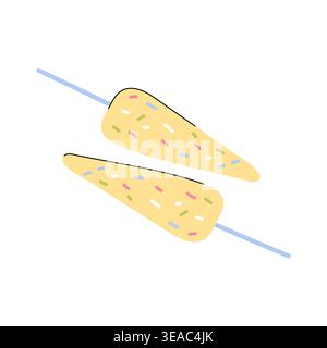 Zwei gelbe Eisstäbchen mit bunten Streuseln Illustration Vektor Stock Vektor