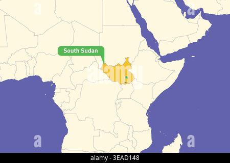 Hervorgehobene Infografik-Karte Illustration des Südsudan perfekt für pädagogische Zwecke Reiseführer Geographie-Präsentationen und nationales Kulturprojekt Stock Vektor