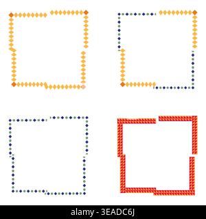 Bunte Punktkante. Dekoratives quadratisches Set. Quadratische Vektorform. Einfaches Gliederungselement. EPS 10. Stock Vektor