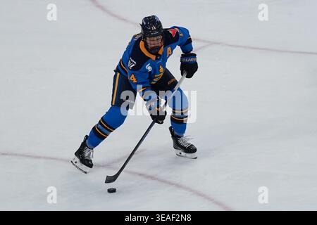 Toronto, Ontario, Kanada. April 2026. Defender Renata Fast #14 von Toronto Sceptres skettet mit dem Puck während des PWHL-Spiels zwischen Toronto Sceptres und New York Sirens im Coca-Cola Coliseum am 21. April 2026 in Toronto, Kanada. (Kreditbild: © Leonardo Ramirez/eyepix via ZUMA Press Wire) NUR REDAKTIONELLE VERWENDUNG! Nicht für kommerzielle ZWECKE! Stockfoto