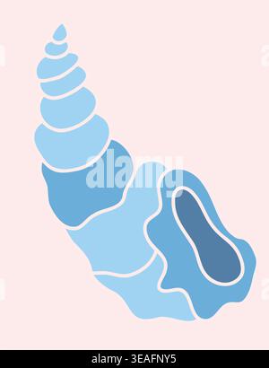 Spiral Seashell Abstrakte Minimalistische Blaue Vektorkunst Stock Vektor