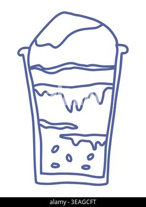 Eiscreme-Dessert in einer Tasse zum Mitnehmen. Stock Vektor