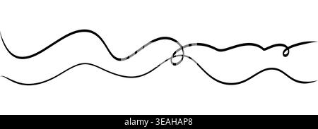 Satz paralleler Wellenlinien wie weiche Kabel. Dicke fließende Streifen sorgen für einen horizontalen Wellenrhythmus für abstrakte Überschriften, Sound- oder Wasser-Layouts und minimalistische Muster in weiß Stock Vektor