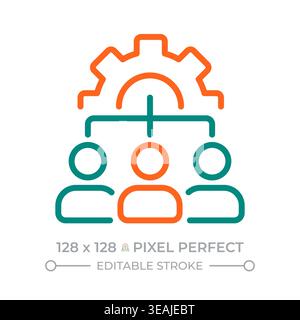 Team Management Pixel Perfect Symbol für zwei Farblinien Stock Vektor