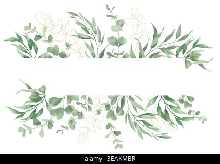 Eukalyptusrahmen mit grünem Silberdollar, Blätter. Botanische Laubgrenze für Hochzeitseinladungen, Grußkarten, ECO Design.Vektor EPS. Stock Vektor