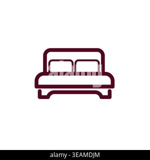 Doppelbettlinie Symbol für Hotelunterkunft oder Möbelgeschäft im Schlafzimmer. Einfaches Umrisssymbol eines Eheschließbettes Stock Vektor