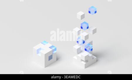 Abstrakte Würfel. Schwebend. 3D-Abbildung. Stockfoto