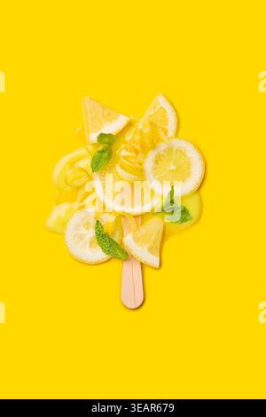 Fruchtig, Eis, Zitrone, Früchte, Eis, Zitronen Stockfoto