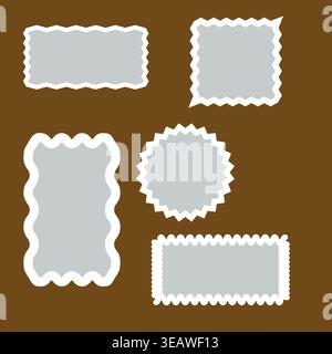 „Zagged Edge Speech Bubbles Collection Grau White Color Comic Message Design Elements“ Stock Vektor
