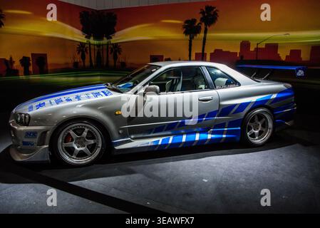 Der Nissan Skyline GT-R (R34) 1999 von 2 Fast 2 Furious zum 25. Jahrestag der Fast & Furious Franchise-Feier mit einer besonderen Partnerschaft mit den Universal Studios auf der Melbourne Motor Show Stockfoto