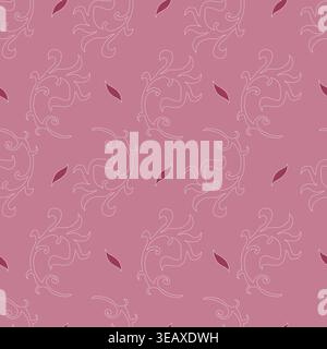 Minimalistische Mauve Swirling Leaf Reben Stock Vektor